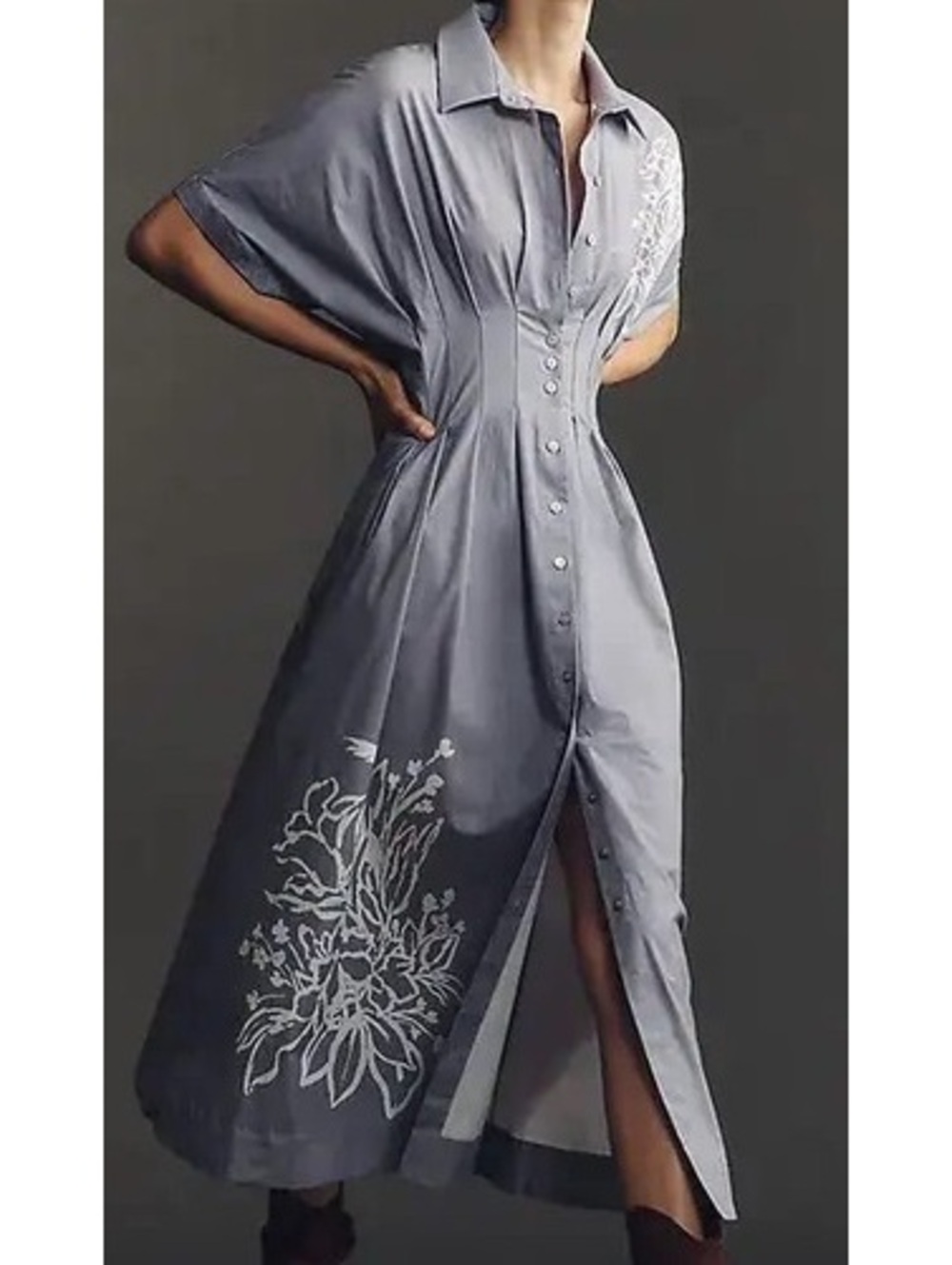 Exquise Tobie Shirt Dress XS Purple Button-Down Midi Dress